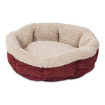 Petmate Aspen Pet Self Warming Round Bed, Barn Red and Cream, 19.5 inches for small pets under 10 pounds