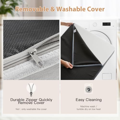 WNPETHOME orthopedic waterproof extra large dogs bed with removable washable cover and multi-needle quilting for large sized dog in light grey