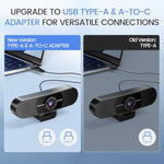emeet c960 1080p webcam with 2 mics, 90° fov, usb type-a & a-to-c adapter, plug&play computer camera