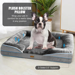 Orthopedic dog bed with sides for medium dogs, supportive foam couch bed with grey removable cover