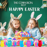 24 PCS Prefilled Easter Eggs with Bunny Pop Bubble Fidget Keychains Toy Inside for Kids Boys Girls Easter Basket Stuffers Party Favors Easter Egg Fillers Hunt