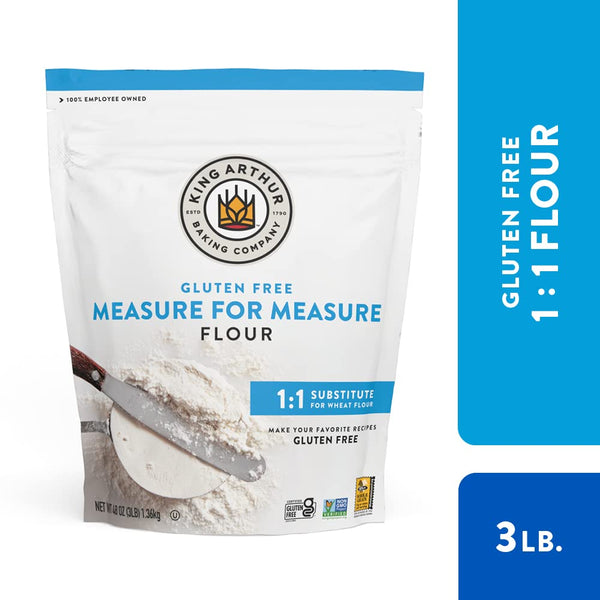 King Arthur Measure for Measure Gluten-Free Flour, 3 lbs, All-Purpose, Non-GMO, Kosher Certified for Baking Cookies, Cakes, Muffins