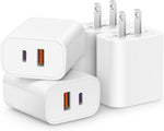 4-pack USB-C charger block with PD 20W and QC 3.0 ports for multiple devices