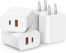 4-pack USB-C charger block with PD 20W and QC 3.0 ports for multiple devices
