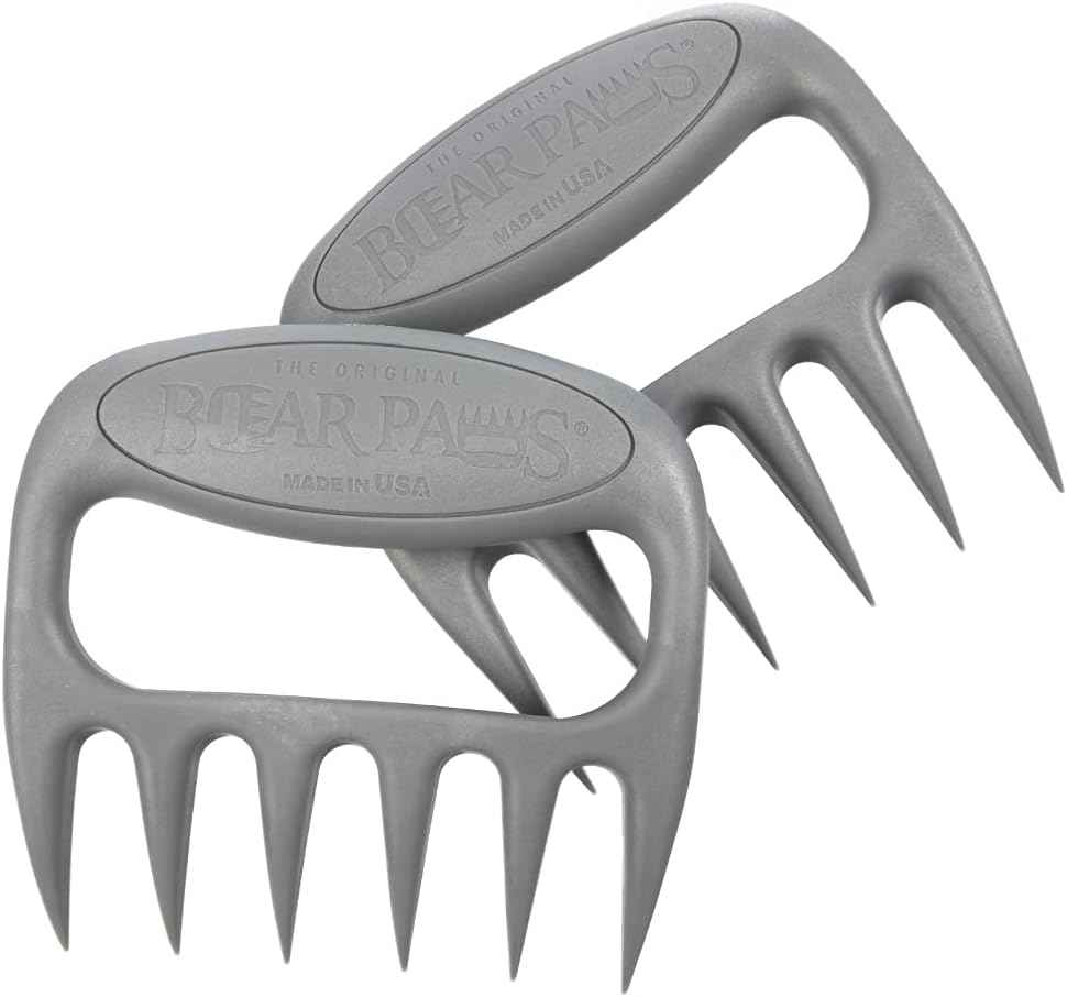 Bear Paws Meat Claws - The Original Meat Shredder Claws for Pulled Pork, USA Made - Easily Lift, Shred, Pull and Serve Pork, Chicken, Brisket and Turkey - Gift for Dad on Father's Day! (Gray)