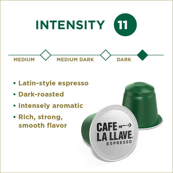 Cafe La Llave Latin Style Espresso Pods, Dark Roast, 80 Count Aluminum Capsules