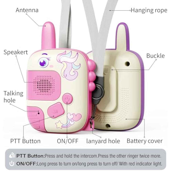 Unicorn walkie talkies for girls 2 pack birthday gifts 3-8 year old outdoor camping toys