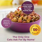 meow mix tender centers basted bites dry cat food, 3 pound, 4 pack, chicken & tuna flavor