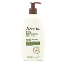 aveeno daily moisturizing body lotion for dry skin, 18 fl oz, paraben free, fragrance free