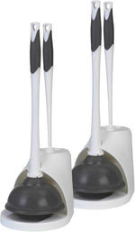 Clorox Toilet Plunger and Bowl Brush Combo with Caddy, 6.75 x 7 x 19.5 in, White/Gray