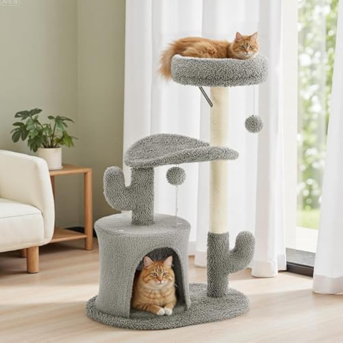 33 inch Multi-Level Cat Tree Tower with Scratching Posts, Cozy Perches and Stable Climbing Platform for Indoor Cats,Grey