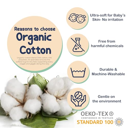 Mother's Choice Organic Cotton Baby Socks Infant 0-6 Months - 12 pairs Soft, Cozy, and Gentle Newborn Socks for Girls & Boys, Perfect Baby Registry for Everyday Wear, and Infant Comfort