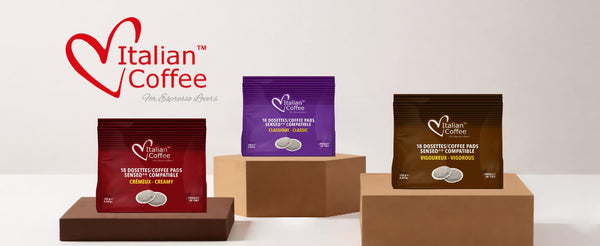Italian Coffee Pads for Senseo Machines, 3 Flavors Mix, 54 Pads
