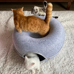 Light Gray Large Cattasaurus Peekaboo Cat Cave Donut for Multiple & Large Cats up to 30-45 lbs