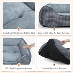 MIXJOY dog bed for large, medium, small dogs, 20 inch grey washable sleeping bed with anti-slip bottom