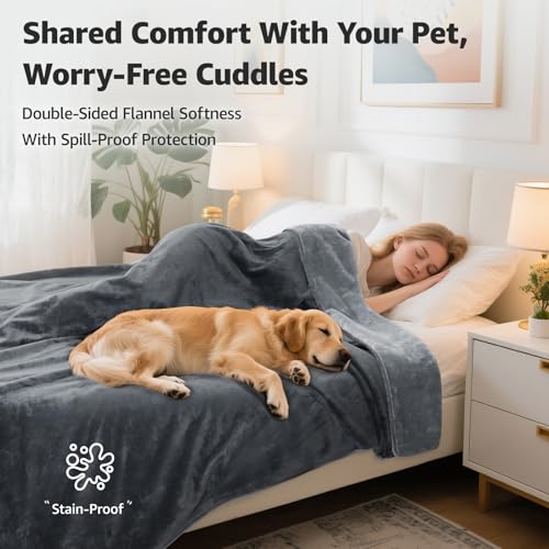 loobani reversible waterproof twin bed blanket 60x80 soft flannel pet couch protector grey