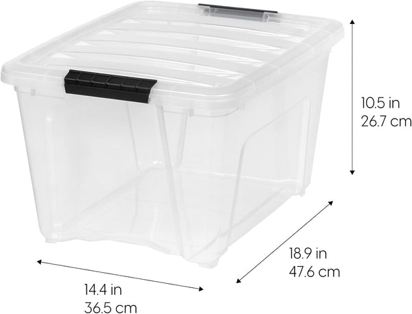 IRIS USA 32 Qt Stackable Plastic Storage Bins with Lids, 4 Pack, Made in USA
