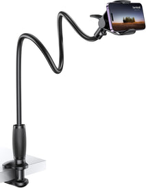 Lamicall Gooseneck Phone Holder for Bed - [Upgraded Stable Clip] for Desk, Headboard, Bed, Bedside, Table, Flexible Gooseneck Long Arm Stand, Overhead Cell Phone Clamp Mount, Gift for All 4-7” Device