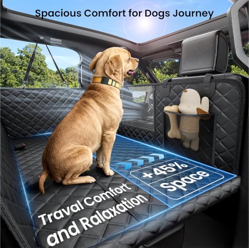 reeva dog truck seat cover for back seat, hard bottom dog hammock for car, waterproof, universal, black, xl size