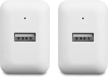 Amazon Basics 12W One-Port USB-A Wall Charger (2.4A), Portable, for Phones (iPhone 16/15/14/13/12/11/X, Samsung, and more), 2-Pack, White