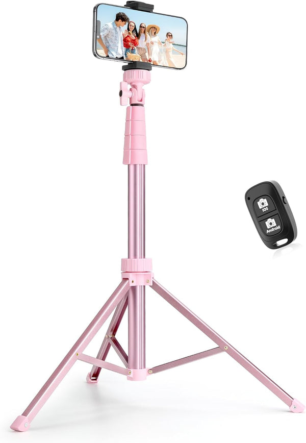 SENSYNE 62" Phone Tripod & Selfie Stick, Extendable Cell Phone Tripod Stand with Wireless Remote and Phone Holder, Compatible with iPhone Android Phone, Camera
