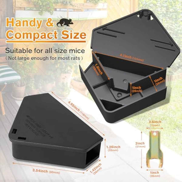 Anblak Mouse Station with Keys Black 6 Pack, Key Required Mouse Stations, Mice Stations, Keeps Children and Pets Safe Indoor & Outdoor