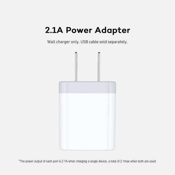 Dual-Port USB Wall Charger Adapter for iPhone and Samsung