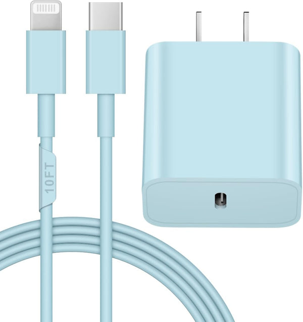 Fast Charging 20W PD USB C Wall Charger with 6FT Cable for iPhone and iPad