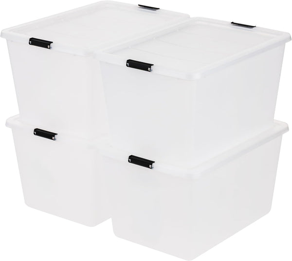 IRIS USA 4-Pack High-Capacity Clip Box Storage Bins for Home Office Classroom Organization
