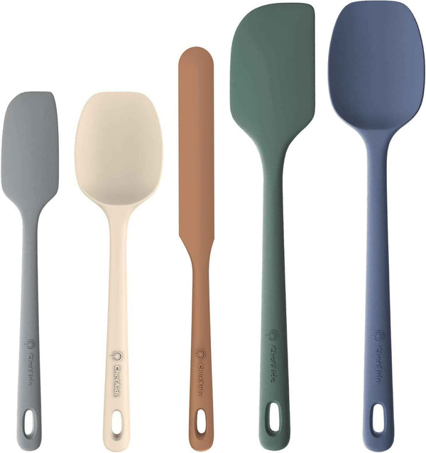 5 Pieces Silicone Spatula Set - Food Grade Rubber Spatula with Ergonomic Grip