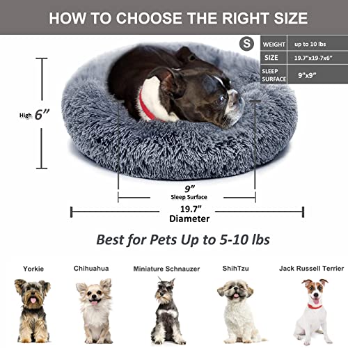 Small Calming Round Dog Bed for Small Dogs Machine Washable Fluffy Luxury Anti-Slip Waterproof Mute Base