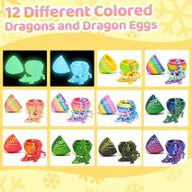 12PCS 3D Printed Easter Eggs with Dragons Inside, Easter Surprise Dragon Eggs, 3D Printed Animals, Easter Basket Stuffers,Fidget Toys Gifts