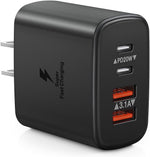 2-Pack 40W Fast Charging USB C Wall Charger Block with 4-Port Dual Port PD Power Adapter