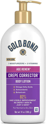 Gold Bond Age Renew Crepe Corrector Body & Face Lotion, 14 oz, Replenishing Smoothing Formula, Fragrance Free, Dermatologist Tested