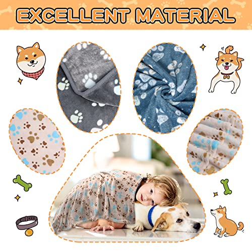 Rezutan 3 pack soft blankets for dogs and cats, 41x31inch, gray/blue/beige, premium flannel