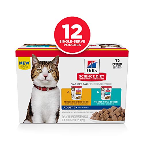 hills science diet senior adult 7+ premium nutrition wet cat food variety pack chicken tuna stew