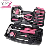 Apollo Tools Original 39-Piece General Household Tool Set, Pink Toolbox Storage Case