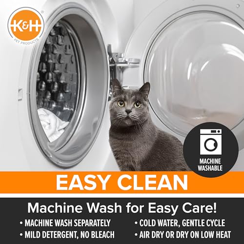 K&H self-warming cat bed pad for outdoor cat houses, reversible grey/black 21x17in machine washable