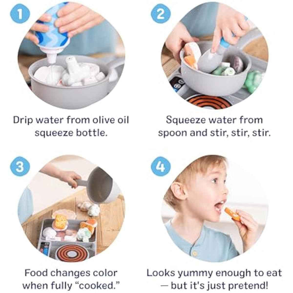 Melissa & Doug Simmer & Stir Stovetop Play Set with Water Wow!® Color Changing Play Food Preschool Toy Ages 3+