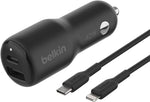 Belkin 42W Dual Port Fast Car Charger with USB-C and USB-A Ports