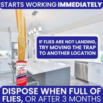 Fly Strips Indoor Sticky Hanging 24pk with Pins. Non Toxic Outdoor Fly Trap Indoor for Home. Flies Tape Paper Trap Ribbon Roll for House Gnat Fruit and Housefly. Bug Catchers for Inside Home Flypaper