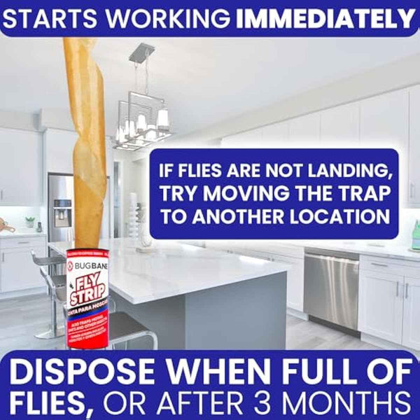 Fly Strips Indoor Sticky Hanging 24pk with Pins. Non Toxic Outdoor Fly Trap Indoor for Home. Flies Tape Paper Trap Ribbon Roll for House Gnat Fruit and Housefly. Bug Catchers for Inside Home Flypaper