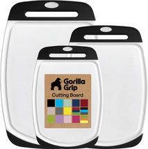GORILLA GRIP Reversible Kitchen Cutting Board Set of 3, US Designed, Nonporous, Dishwasher Safe, Black