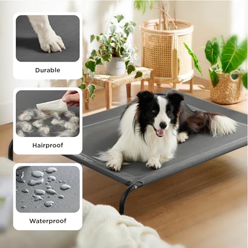 Bedsure elevated dog bed, large size, grey, 49 inches, portable indoor & outdoor cooling raised cot pet hammock bed