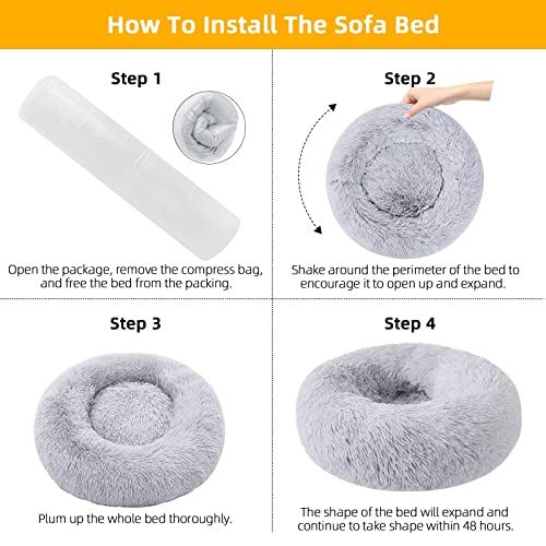 Calming Dog Bed for Small Medium Large Dogs Cats, 20 inch Washable Soft Pet Bed for Puppy and Kitten