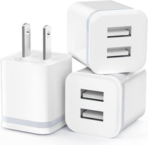 LUOATIP 3-Pack 2.1A 5V Dual Port Cube Power Adapter Plug Block for iPhone and Android Phones