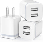 LUOATIP 3-Pack 2.1A 5V Dual Port Cube Power Adapter Plug Block for iPhone and Android Phones