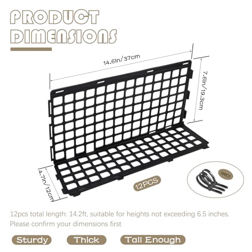 12 Pcs Adjustable Black Under Couch Furniture Blocker with 30 Ties for Dogs Pets Cats