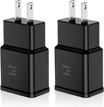Fast Charging Block for Samsung Galaxy and LG Devices, 2 Pack, Black