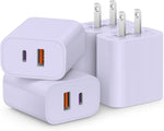 4-pack USB-C charger block with PD 20W and QC 3.0 ports for multiple devices
